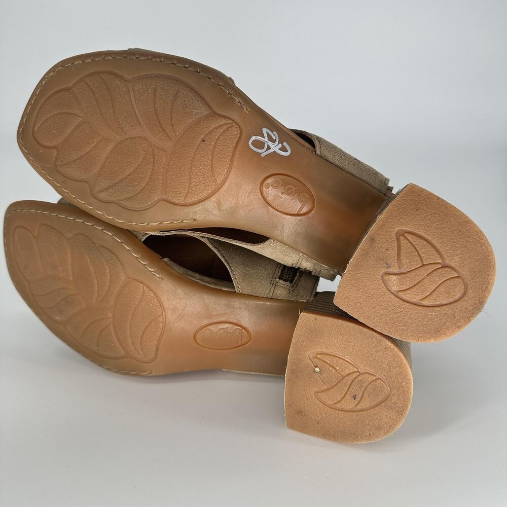 boc Shoes Womens Size 8M Taupe Suede Leather Peep Toe Block Heel Sandals Zip - Picture 11 of 11